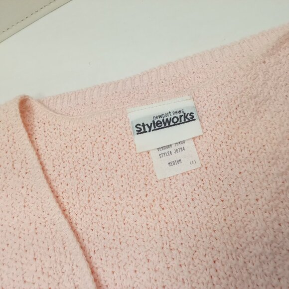 Vintage 90s 2-pc Set Floral Tank Dress & Cardigan Sweater Knit Blush Pink M/L - Picture 8 of 16